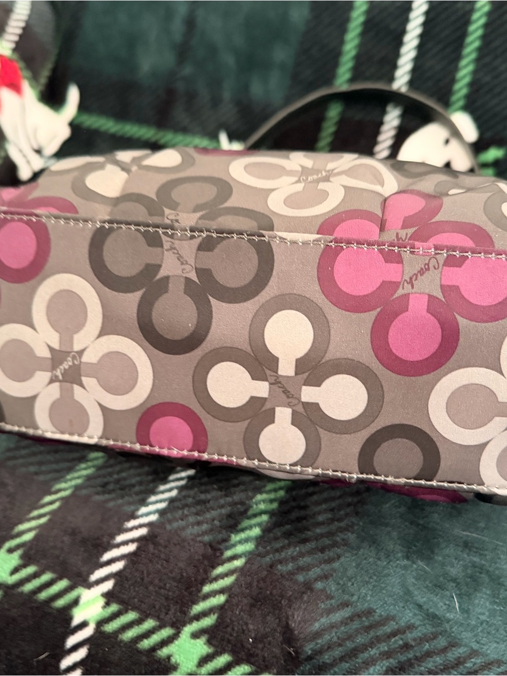 Coach Floral Signature Shoulder Bag in Gray, Pink & Magenta - Picture 3 of 4
